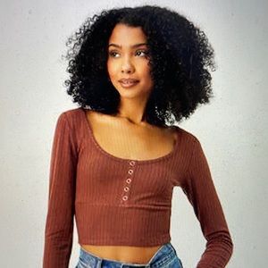 Brown Cropped Long Sleeve